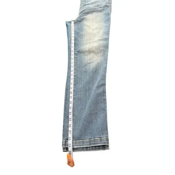Spanx Medium Wash Pull On Slimming Straight Leg Stretch Denim Jeans Size Large - Picture 8 of 9